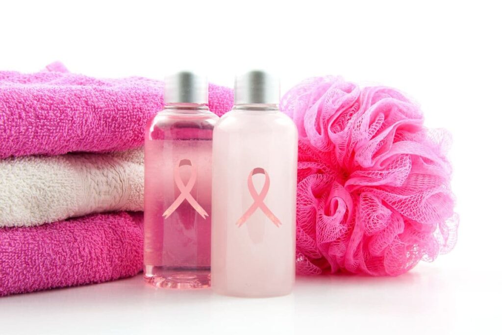 Pink personal care products with breast cancer ribbons, which does not mean they are safe products