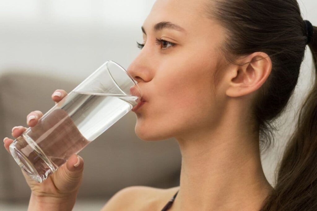 woman drinking water
