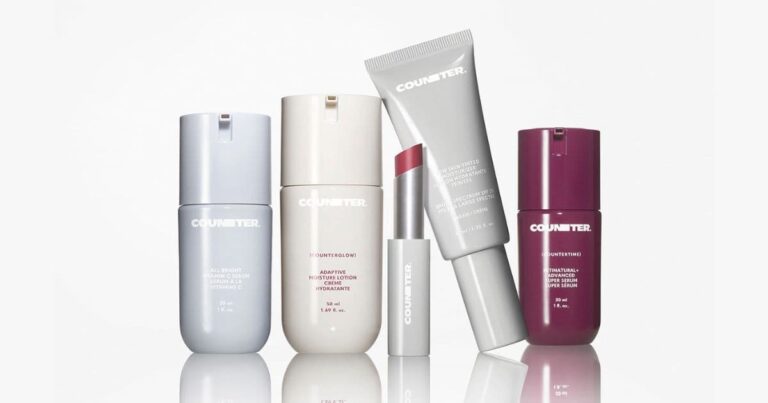 Counter (formerly Beautycounter) skincare and beauty products on table