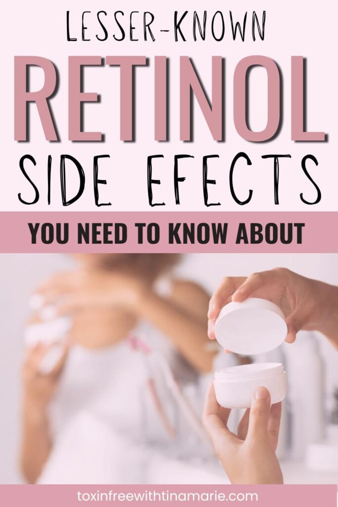 Woman opening jar of retinol cream. Text above says: Lesser-known retinol side effects you need to know about.