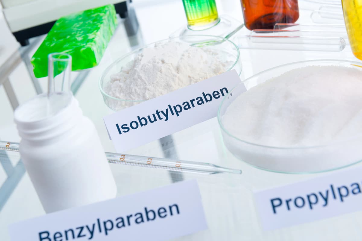 Laboratory with chemical substances, including several types of parabens