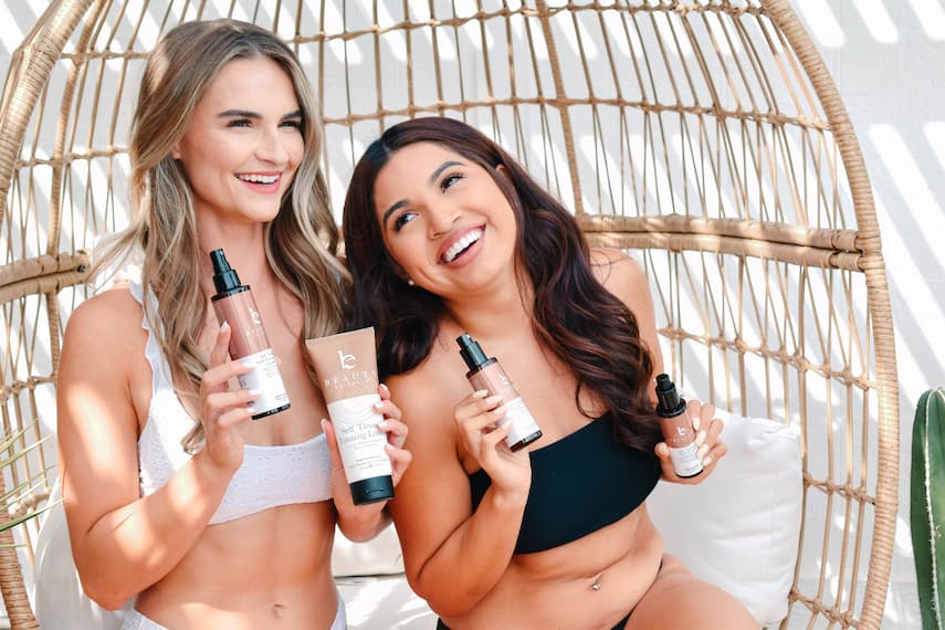 Beauty by Earth image of two women holding skin products