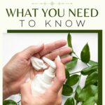 Hands applying lotion beside green leaves, highlighting "Parabens in Skincare: What You Need to Know" text.