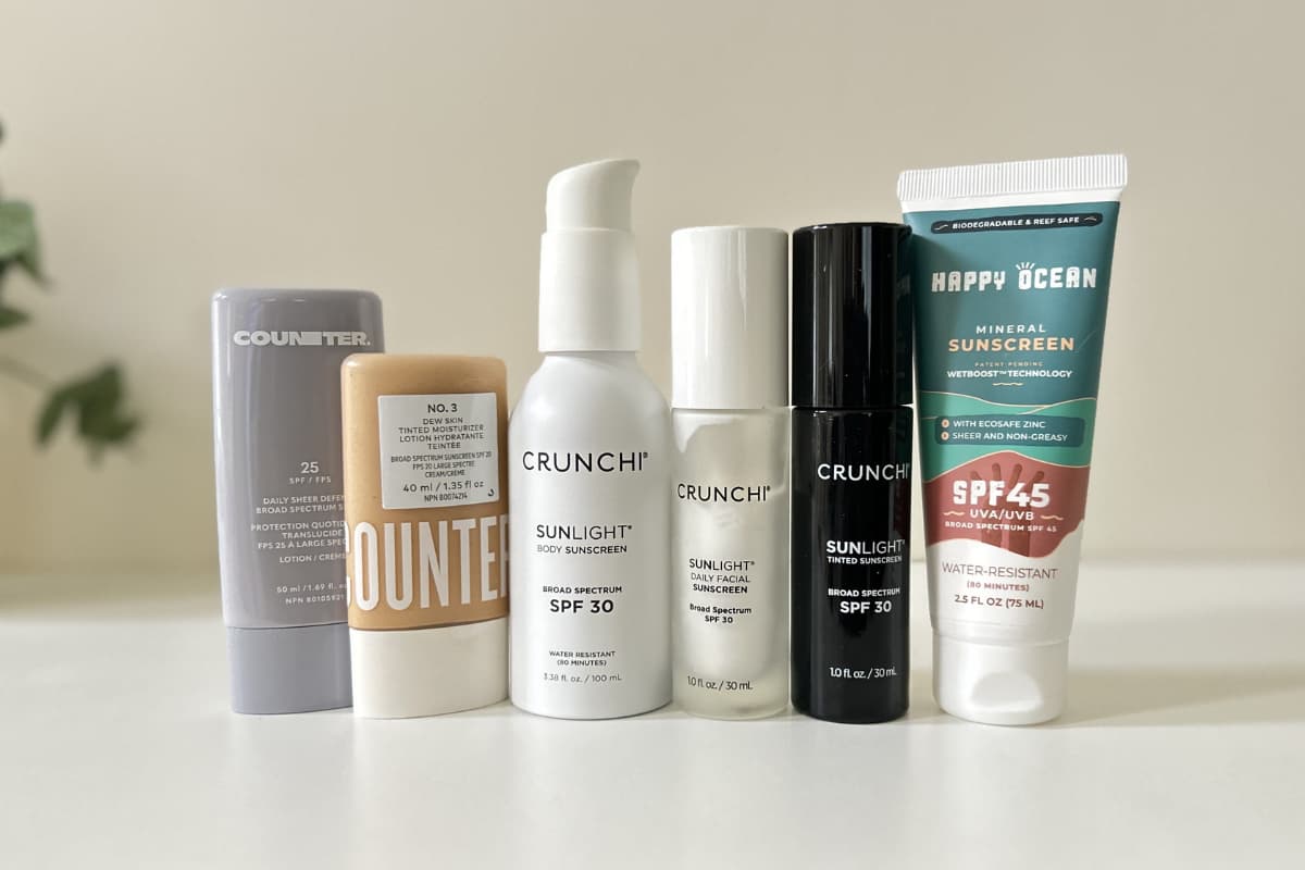 A line up of the contenders for the Best Non-Toxic Sunscreen Review post.