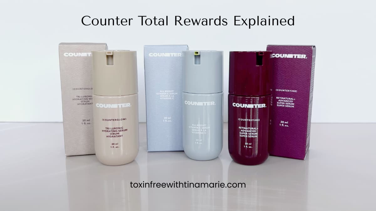 Current Counter skincare products, text: Counter Total Rewards Explained