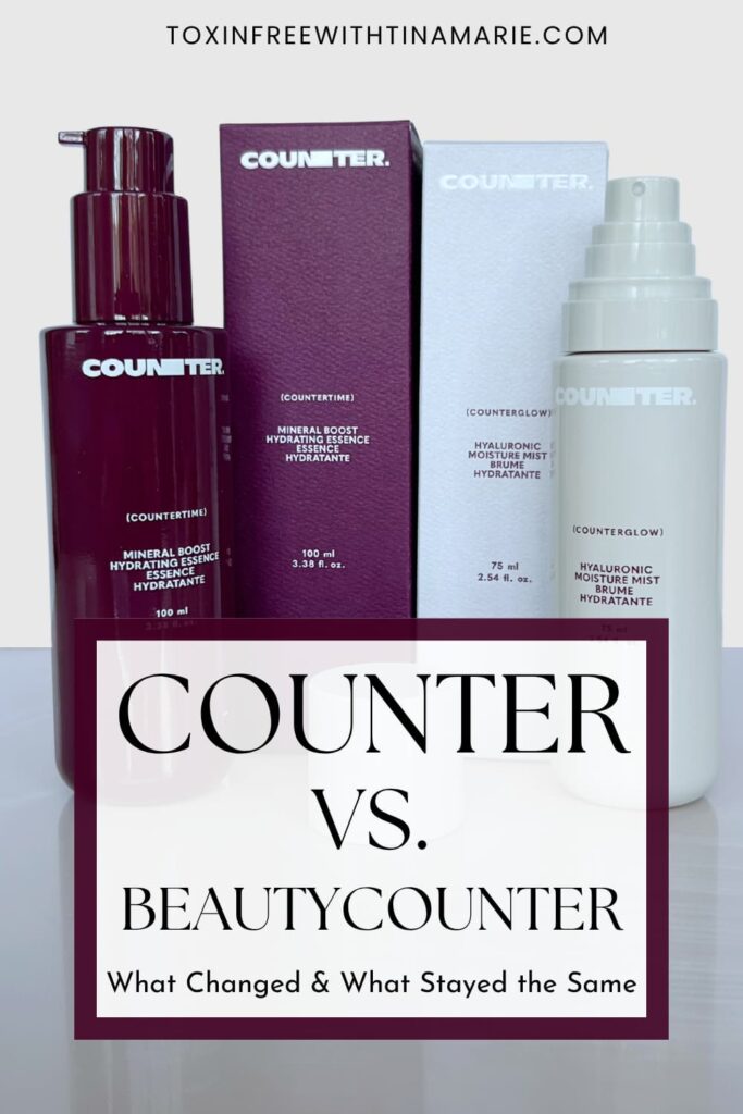 Counter vs Beautycounter: What Changed & What Stayed the Same in a rectangular text box over Counter products images